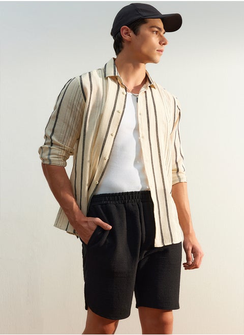 Limited Edition Regular Fit Striped Linen Textured Shirt TMNSS23GO00056