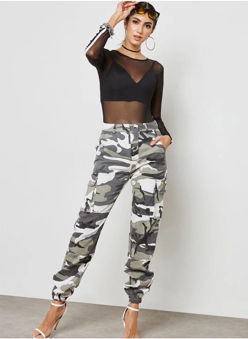 Missguided Stripe Mesh Bodysuit