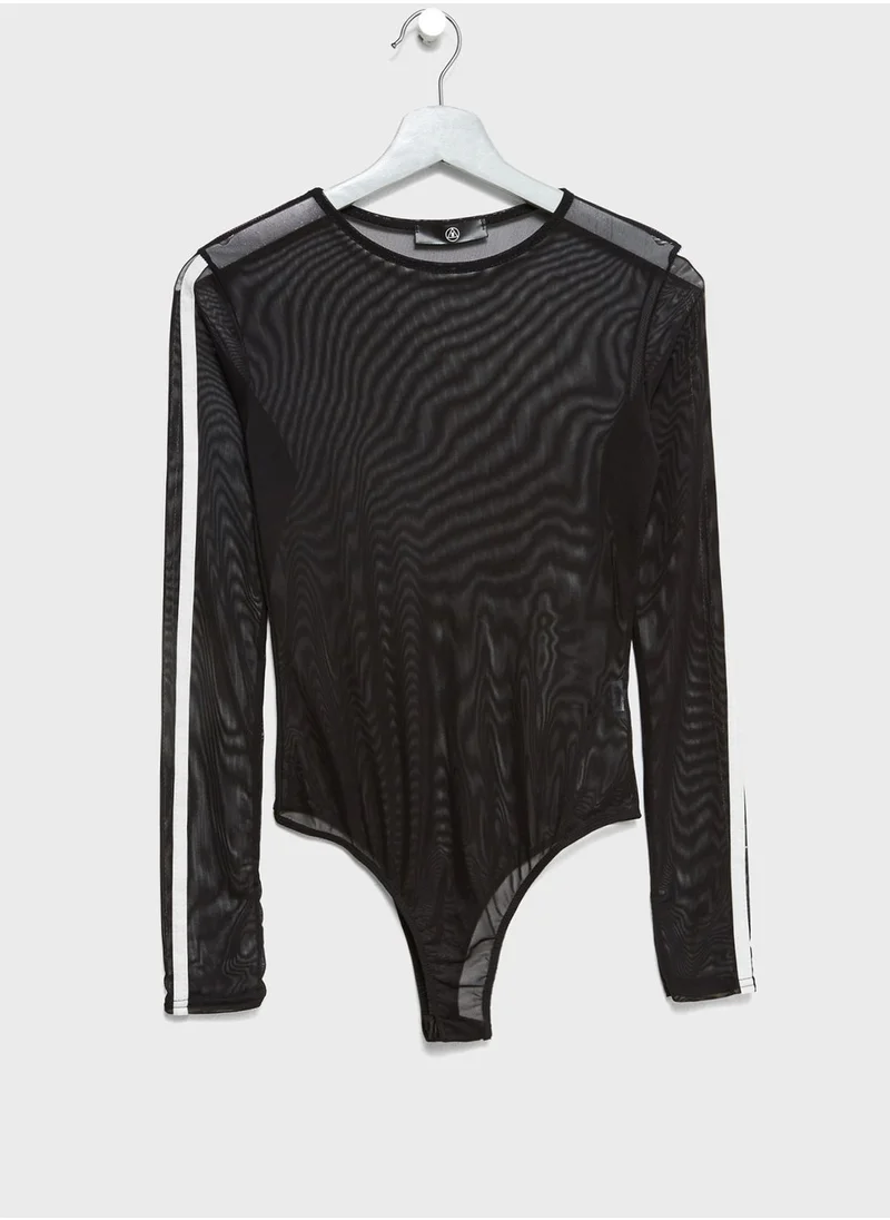 Missguided Stripe Mesh Bodysuit