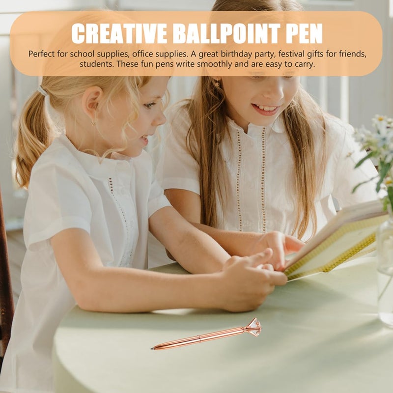 5Pcs Sparkly Rhinestone Ballpoint Pens Blue For Office School Home Writing - Image 5