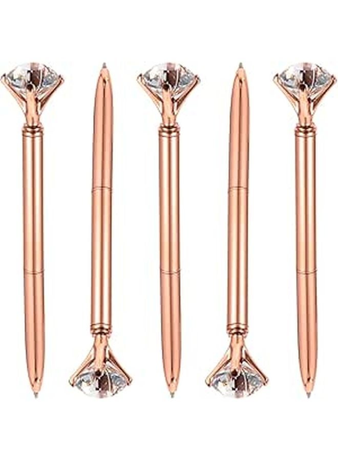 5Pcs Sparkly Rhinestone Ballpoint Pens Blue For Office School Home Writing - Image 1