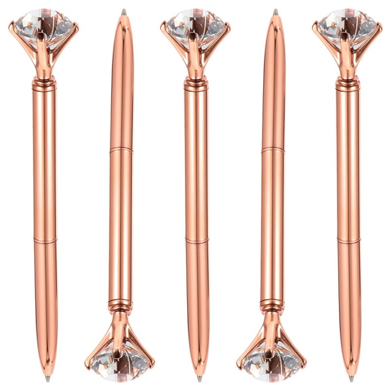 5Pcs Sparkly Rhinestone Ballpoint Pens Blue For Office School Home Writing - Image 2