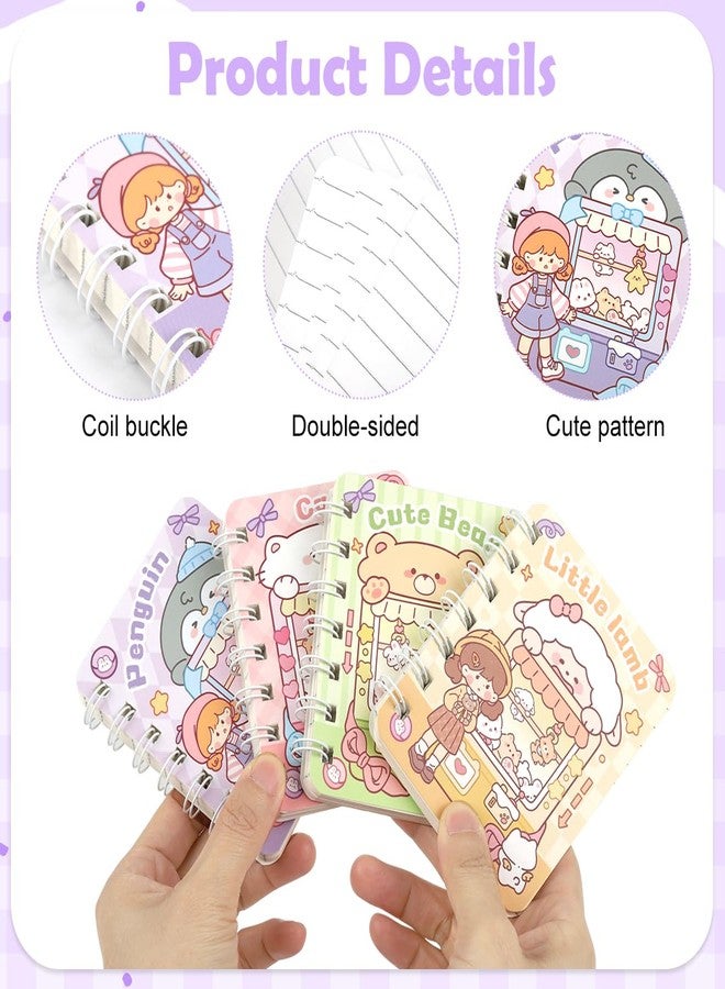 Climberty® 4 Pack A7 Mini Notebooks, Small Spiral Notepads with Cute Cartoon Hard Cover, Portable Pocket Journals for Girls, Travel Diary, Study & Gift Idea - Image 3