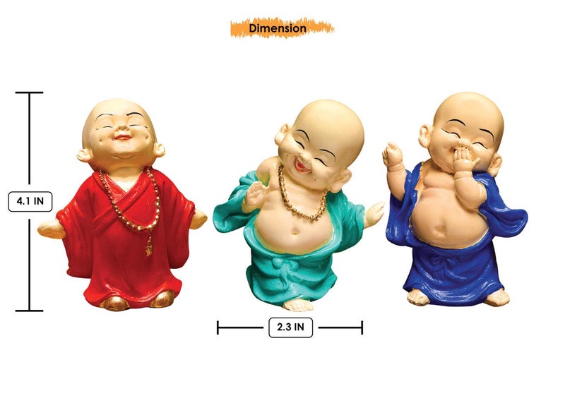 Karigaari India Handcrafted Resin Little Dancing Buddha Showpiece Set of 3 Turquoise Blue Decorative Idol for Home Decor Spiritual Statue for Living Room Office Table Gift Feng Shui Peace Figurine - Image 4