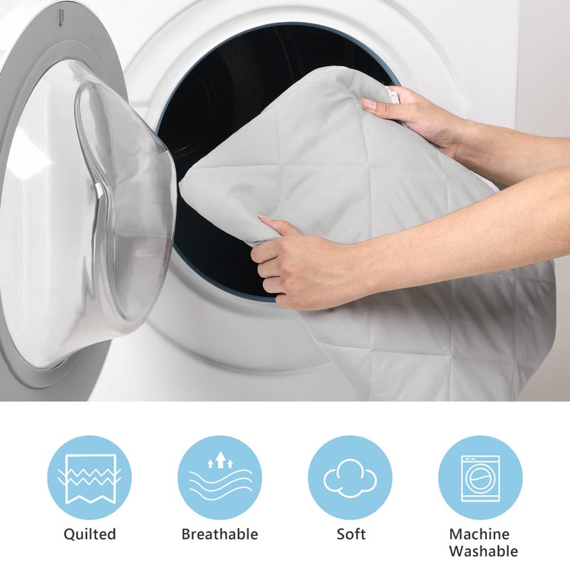 TILLYOU Pack and Play Sheets Pad - Waterproof Play Yard Playpen Sheets Pad, Soft Quilted Sheets with 1''-3'' Deep Pocket, Breathable and Fluffy, 39"x27",Light Grey - Image 5