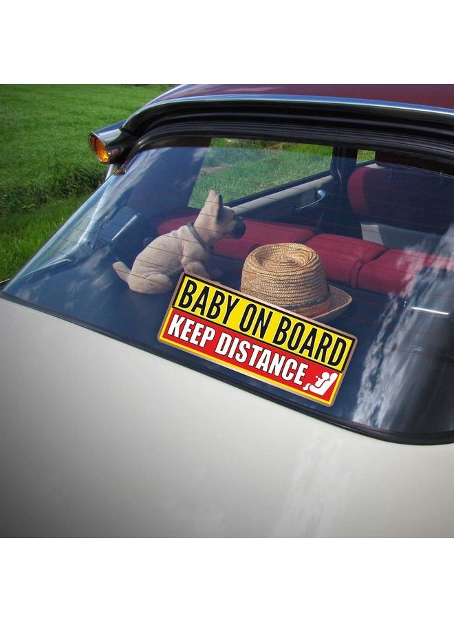 PARTH IMPEX Baby on Board Sticker - (Pack of 12) 4" x 10" Large Keep Distance Warning Sign Car Safety Bumper Decal for Vehicle  - Image 3