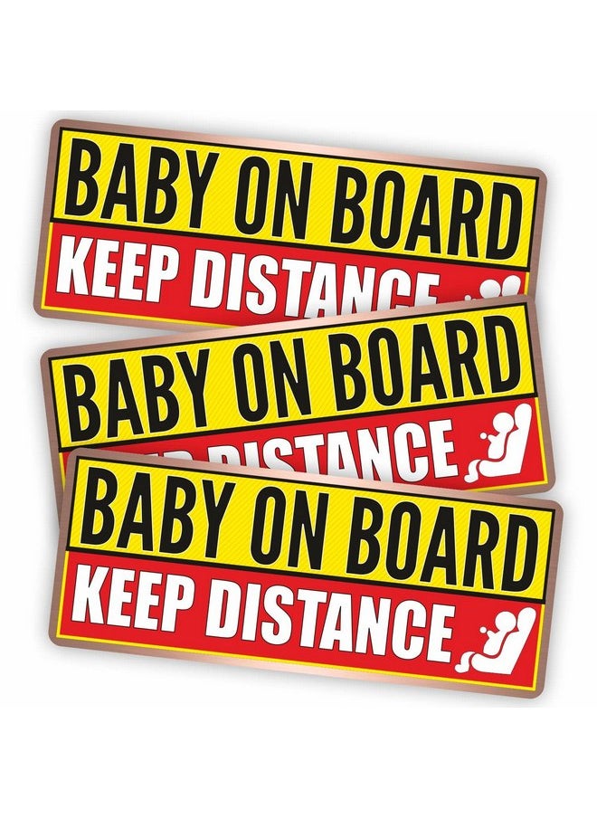 PARTH IMPEX Baby on Board Sticker - (Pack of 12) 4" x 10" Large Keep Distance Warning Sign Car Safety Bumper Decal for Vehicle  - Image 1