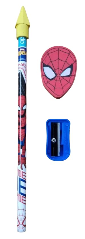 Apsara Spiderman Graphite Wooden Pencils| Extra Dark 2B Lead| Includes 20 Pencils, Spiderman Face Eraser, Long Point Sharpener, 1 Pencil Topper| Comfortable Grip For Smooth, Long & Good Hand Writing - Image 3