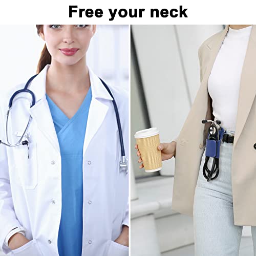 Beautyflier حامل سماعة طبية من جلد PU مع مشبك لجميع الطرازات: ليتمان، ADC، MDF، أدسكوبي، حامل سماعة طبية مثالي للأطباء، الممرضين، EMT (أزرق) - Image 4