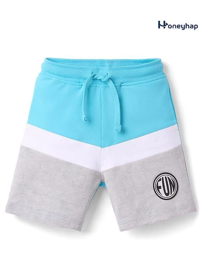 Honeyhap Honeyhap Premium 100% Cotton Knit with Bio Finish Shorts with Badge Detailing - Multi Color