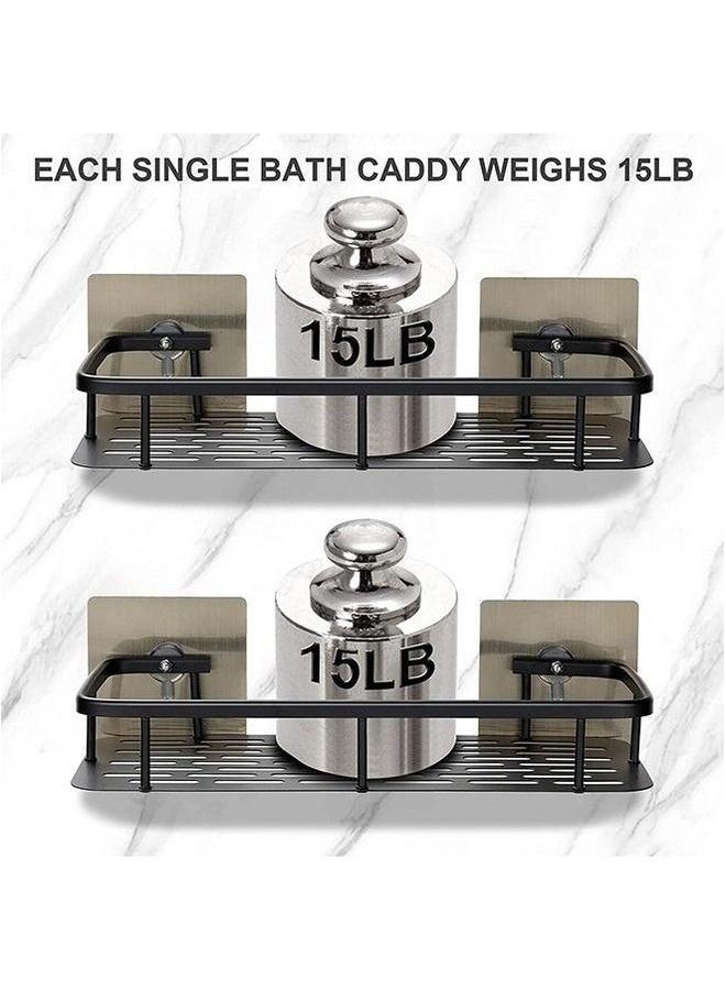 2-Piece No Drilling Stainless Steel Bathroom Shower Shelf Floating Shelves - Image 2