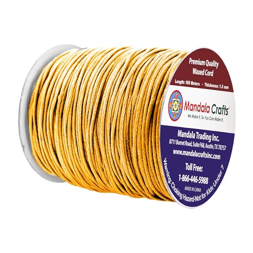 Mandala Crafts 0.5mm 109 Yards Gold Cotton Waxed Cord for Jewelry Making Bracelet Cord Waxed String - Beading String Thread Jewelry Cords for Necklaces String - Image 2