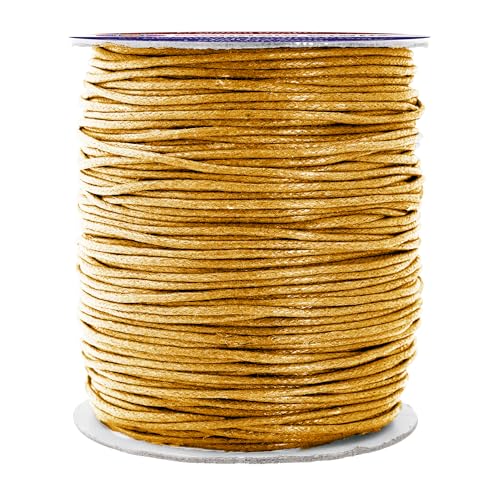 Mandala Crafts 0.5mm 109 Yards Gold Cotton Waxed Cord for Jewelry Making Bracelet Cord Waxed String - Beading String Thread Jewelry Cords for Necklaces String - Image 1