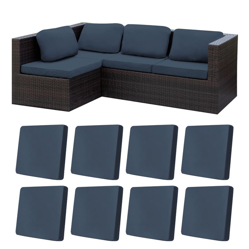 BIETYONE 8Pcs Stretch Patio Cushion Covers,Outdoor Couch Covers Replacement,Outdoor Couch & Sofa Slipcovers,for Patio Furniture Cushion Covers,Washable Reusable Furniture Protector (Grey Blue,Cover Only) - Image 1