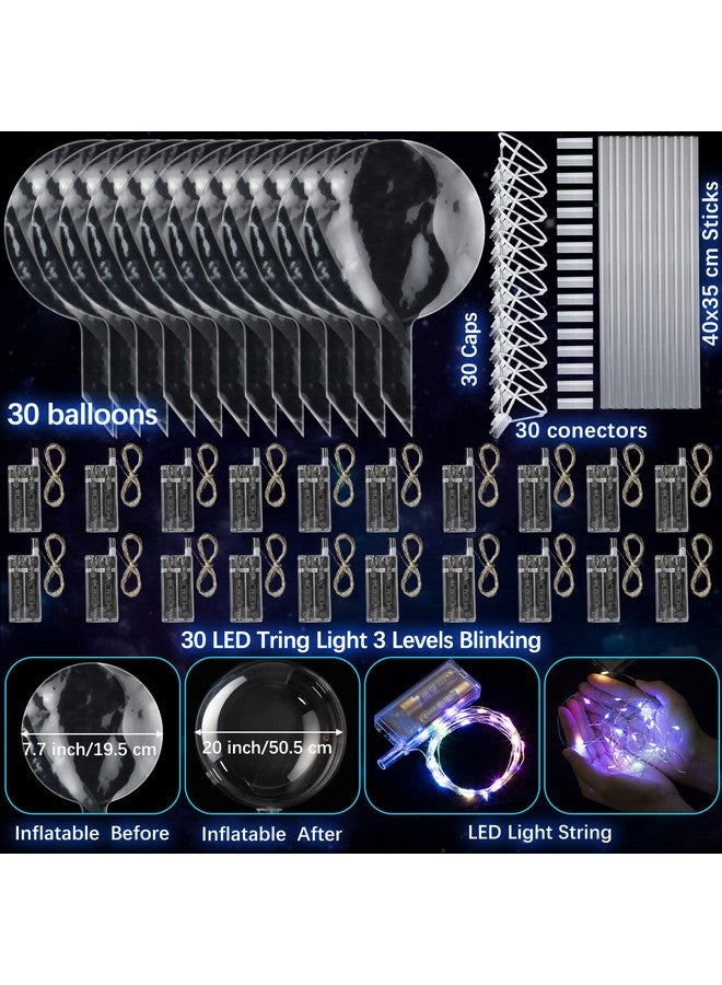 Vinsot 30 Pack LED Bobo Balloons Light Up Balloons Clear Helium Bubble Bobo Glow with String Lights for Parties Birthday Wedding Decoration(Multi Color Light) - Image 2