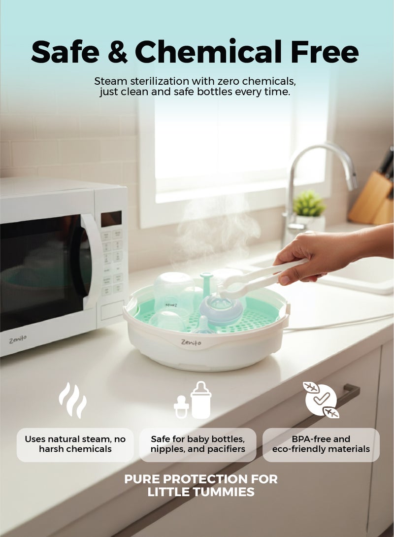 زينيث جهاز تعقيم زجاجات زينيتو للميكروويف - سريع، مدمج (BPA-Free)، يقتل 99.9% من الجراثيم | سهل الاستخدام، خفيف ومحمول - Image 3