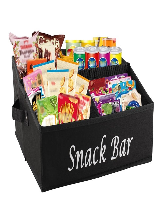 Xbopetda Snack Organizer for Countertop, Fabric Snack Basket with Handles, 4 Compartment Snack Box Container Snack Holder, Snack Bar Station Decor, Kitchen Cabinet Pantry Organizer and Storage, Black - Image 1
