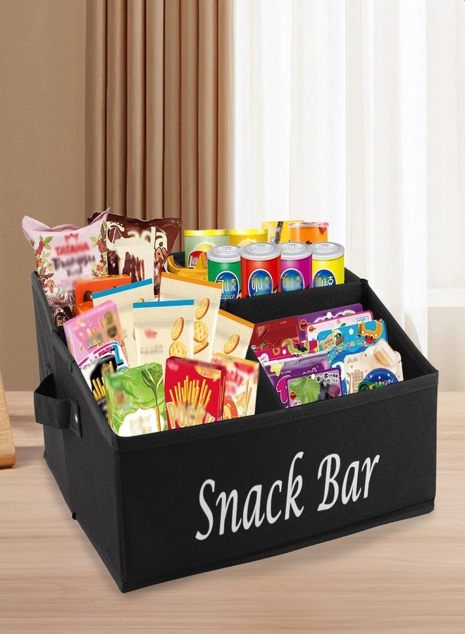 Xbopetda Snack Organizer for Countertop, Fabric Snack Basket with Handles, 4 Compartment Snack Box Container Snack Holder, Snack Bar Station Decor, Kitchen Cabinet Pantry Organizer and Storage, Black - Image 4