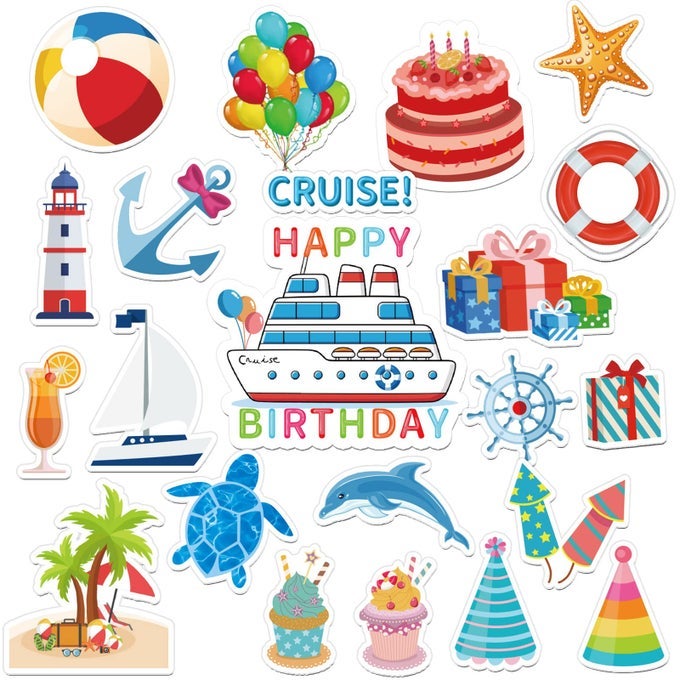 CRUISE DOOR DECORATIONS MAGNETIC 22PCS FUNNY BIRTHDAY REUSABLE CRUISE DOOR MAGNETS STICKERS FOR CRUISE CABIN DOOR STATEROOM SHIP CARNIVAL REFRIGERATOR CAR ACCESSORIES