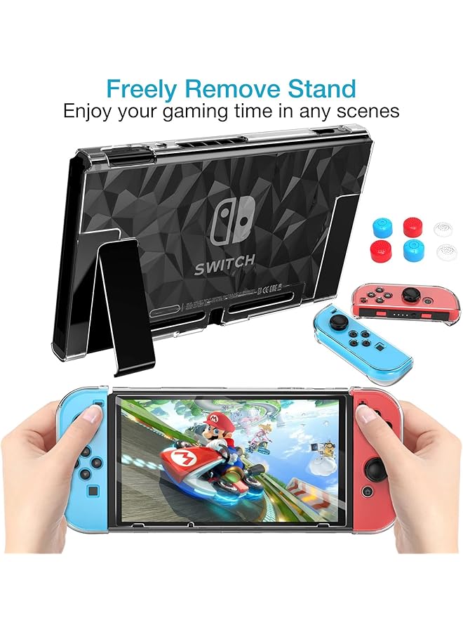 حافظة سويتش لجهاز نينتندو سويتش قابلة للتركيب مع واقي شاشة، غطاء حماية شفاف لجهاز نينتندو سويتش ووحدة تحكم جوي كون مع واقي شاشة من الزجاج المقوى لجهاز سويتش - Image 5