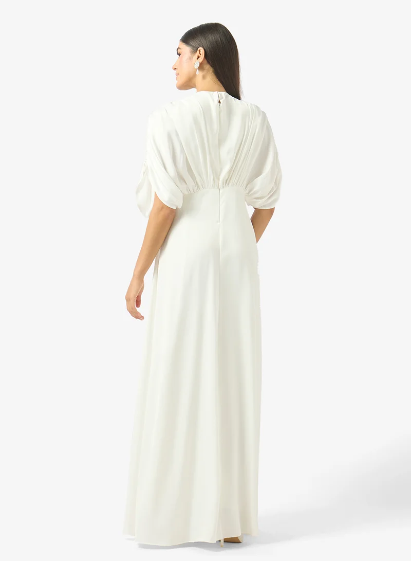 Golden Apple Half Sleeved V-Neck Maxi Dress