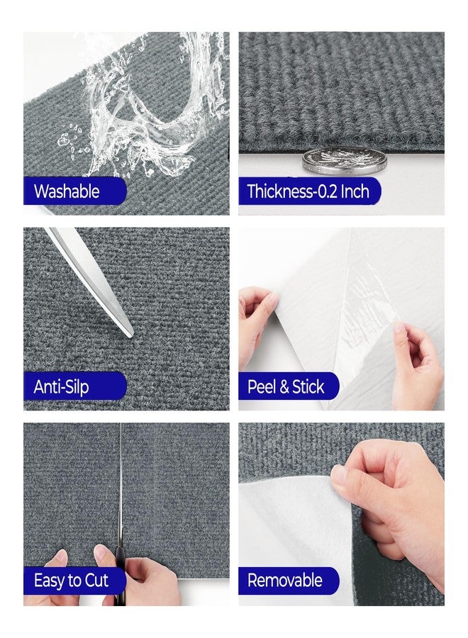 FunStick 24"x160" Large Carpet Squares Carpet Tiles with Padding Attached for Bedroom Living Room Dark Grey Non Slip Indoor Outdoor Carpet Tiles Roll Peel and Stick Floor Tile for Kitchen Rugs Stairs - Image 5
