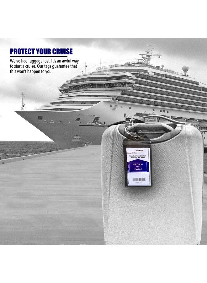 كروز أون حامل بطاقات أمتعة Cruise On Cruise [عبوة من 4 قطع] - يناسب جميع سفن Carnival وSeabourn وبطاقات الأمتعة - أساسيات الرحلات البحرية 2025 و2026 - بطاقات أمتعة شفافة ومقاومة للماء  - Image 5
