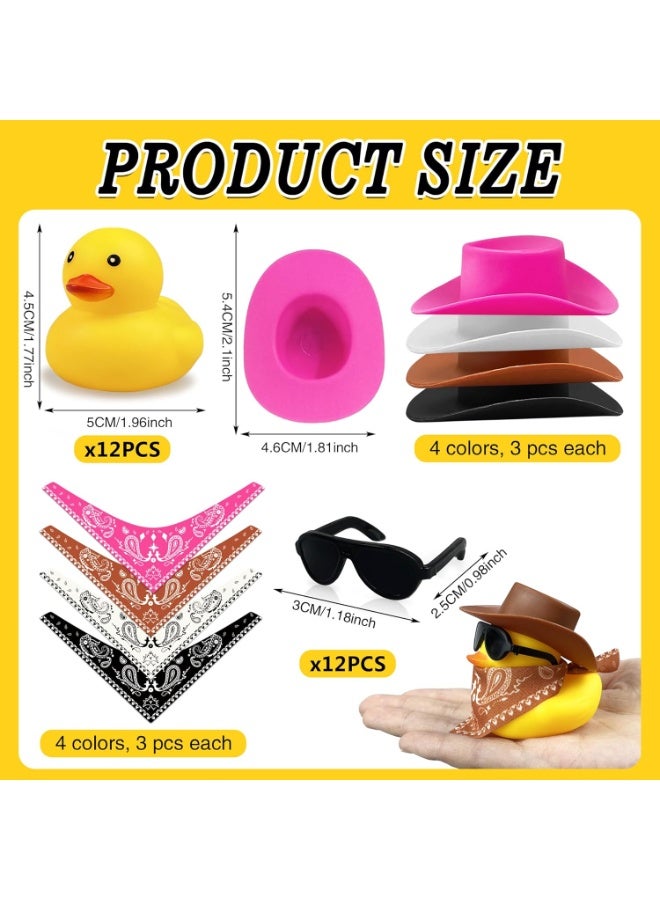 ShineZone 12 PCS Cowboy Duck with Hat and Sunglasses Mini Duckies Toys for Birthday Swimming Party Gift Favor - Image 2