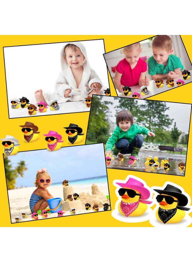 ShineZone 12 PCS Cowboy Duck with Hat and Sunglasses Mini Duckies Toys for Birthday Swimming Party Gift Favor - Image 5