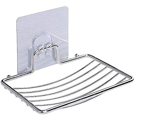ADTALA Soap Dishes Sponge Holder for Bathroom Shower Kitchen Stainless Steel Self Adhesive Wall Mounted Non-Drilling Storage Saver Rack for Home Kitchen/Bathroom Shower/Mobile Stand (1 Pcs) - Image 1