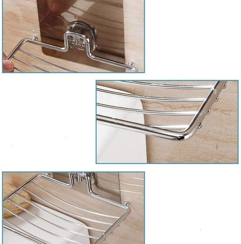 ADTALA Soap Dishes Sponge Holder for Bathroom Shower Kitchen Stainless Steel Self Adhesive Wall Mounted Non-Drilling Storage Saver Rack for Home Kitchen/Bathroom Shower/Mobile Stand (1 Pcs) - Image 5