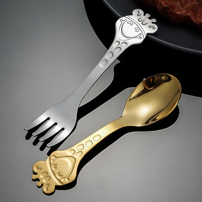 Gold Cartoon Deer Stainless Steel Spoon 304 Flatware Silverware Set 1 Piece - Image 4