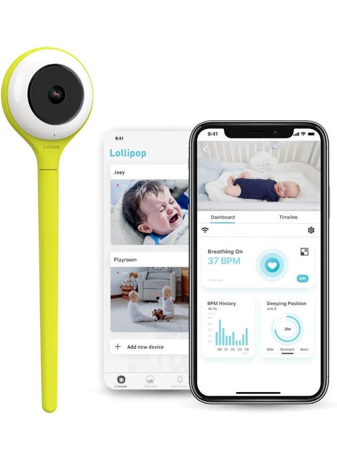 Lollipop كاميرا لولي بوب للأطفال مع كشف البكاء الحقيقي (فستق) - Image 1