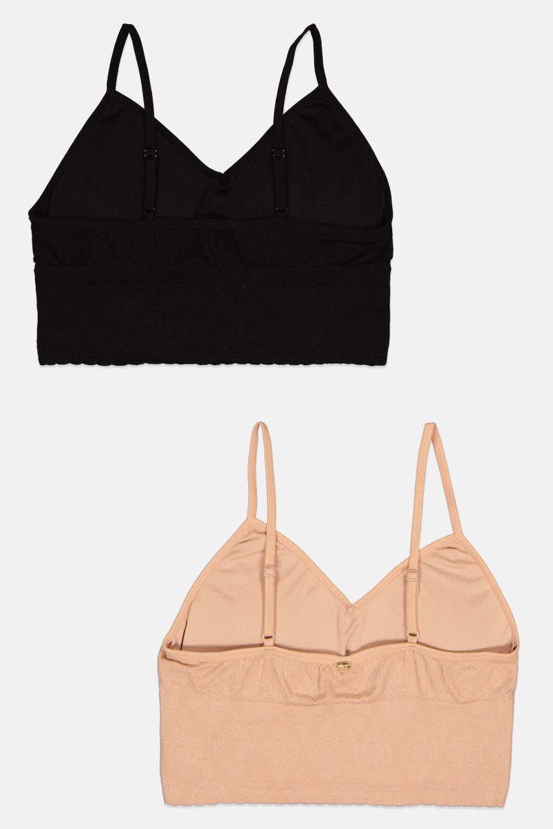 Capezio Women 2 Pieces Lightly Padded Textured Bra, Black - Image 2