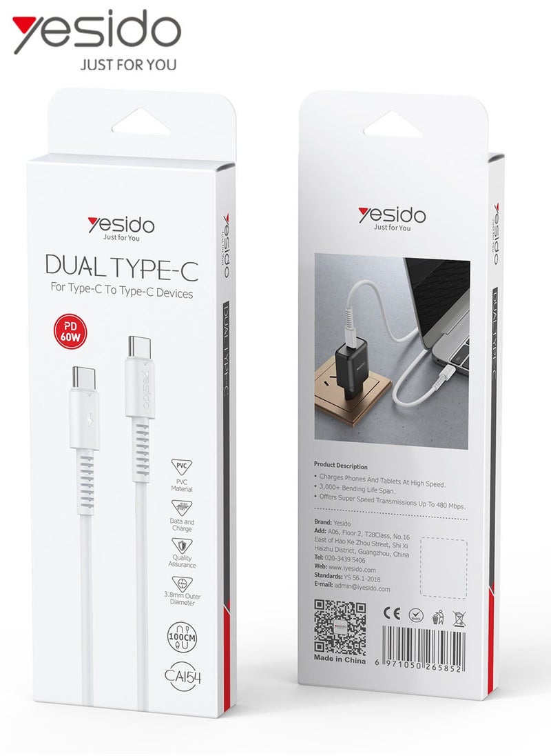 Yesido - Anker Usb C To Usb C Cable (240W 3Ft), Usb 2.0 Bio-based Charging Cable For Iphone 15/15Pro/15Plus/15Promax, Macbook Pro 2020, Ipad Pro 2020, Ipad Air 4, Samsung Galaxy S23 Phantom Black Phantom -Anker Usb C To Usb C Cable (240W 3Ft), Usb 2.0 Bio-based Charging Cable For Iphone 15/15Pro/15Plus/15Promax, Macbook Pro 2020, Ipad Pro 2020, Ipad Air 4, Samsung Galaxy S23 Phantom CA154 - Image 1