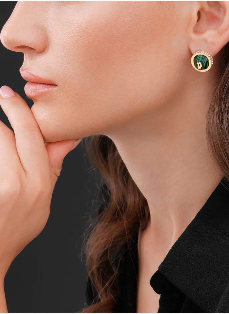 POLICE POLICE - Beaming Earring for Women Gold Plating with Malachite - PEJLE0001501