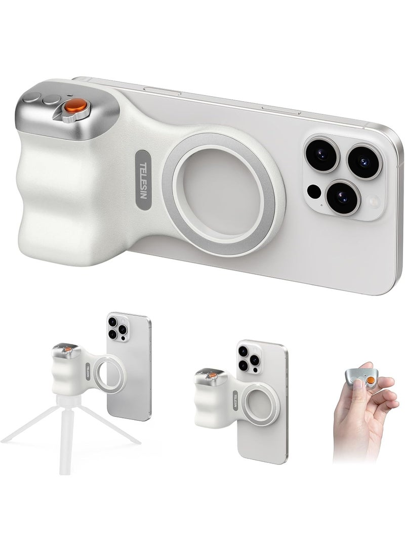 تيليسن TELESIN Fun Shot مقبض مصراع كاميرا هاتف مغناطيسي على طراز DSLR لأجهزة iPhone و Android مع زر مصراع لاسلكي قابل للفصل - برغي 1/4 بوصة - حامل مقبض كاميرا مريح ومريح - Image 1