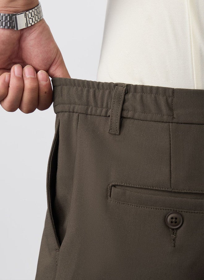 The Souled Store Men Slim Fit Solid Taupe Super Flex Pants - Image 5