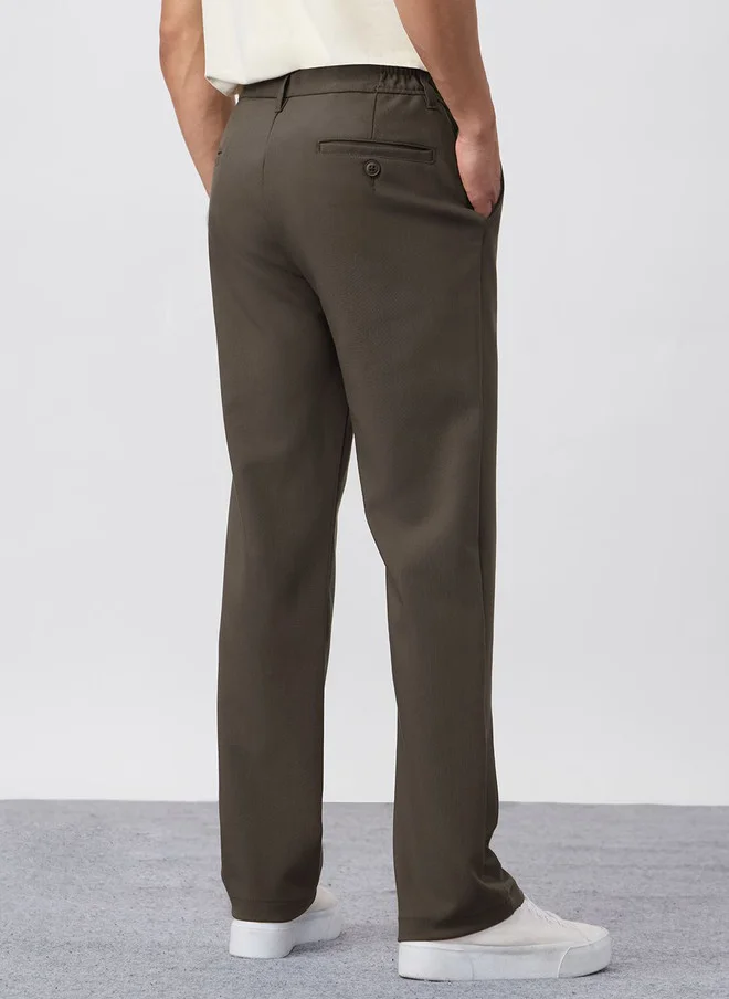 The Souled Store  The Souled Store Men Slim Fit Solid Taupe Super Flex Pants  | Best Price UAE