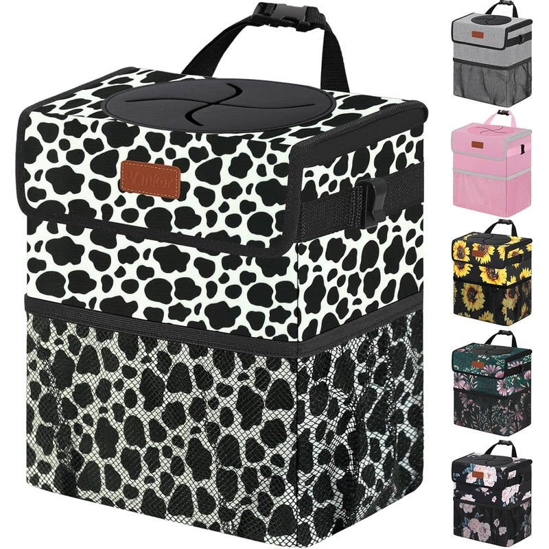 Vankor Cow Print Car Trash Can - Image 1