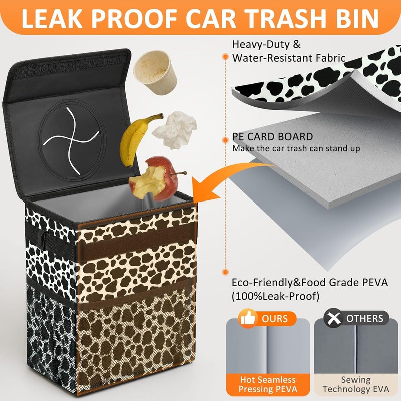 Vankor Cow Print Car Trash Can - Image 3