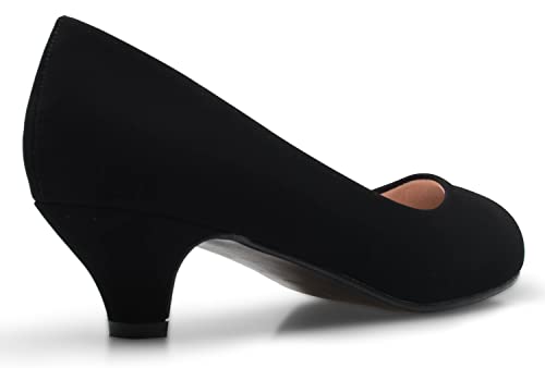 Olivia K Womens Classic Closed Toe Kitten Heel Pumps | Dress, Work, Party Low Heeled (9, Charcoal Nubuck, Numeric_9) - Image 3