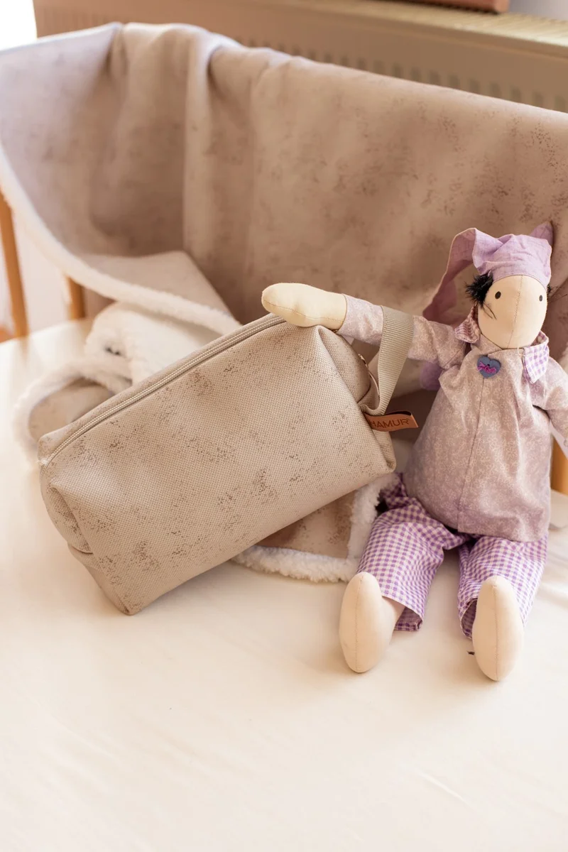 Hamur Zippered Dirty Clean Wet Dry Baby Laundry Clothes Clothing Multi-Purpose Makeup Bag Solid Beige