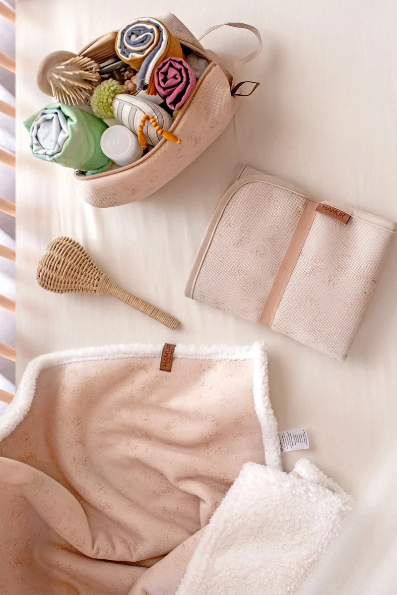 Hamur Zippered Dirty Clean Wet Dry Baby Laundry Clothes Clothing Multi-Purpose Makeup Bag Solid Beige