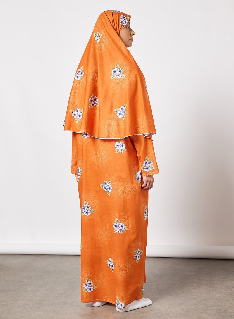 Hayat Praying Dress With Floral Prints And Veil  - Image 2