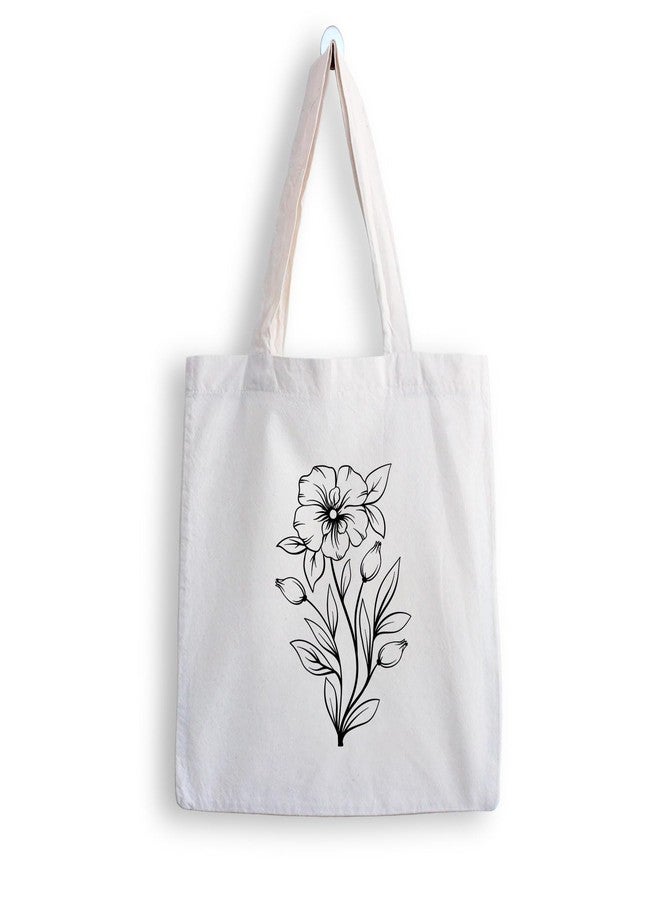 ARTBUG Tote Bag for Women with zip, Aesthetic Canvas tote bag for college girls, office, stylish and reusable - Flowers - D No - 185 - Image 1