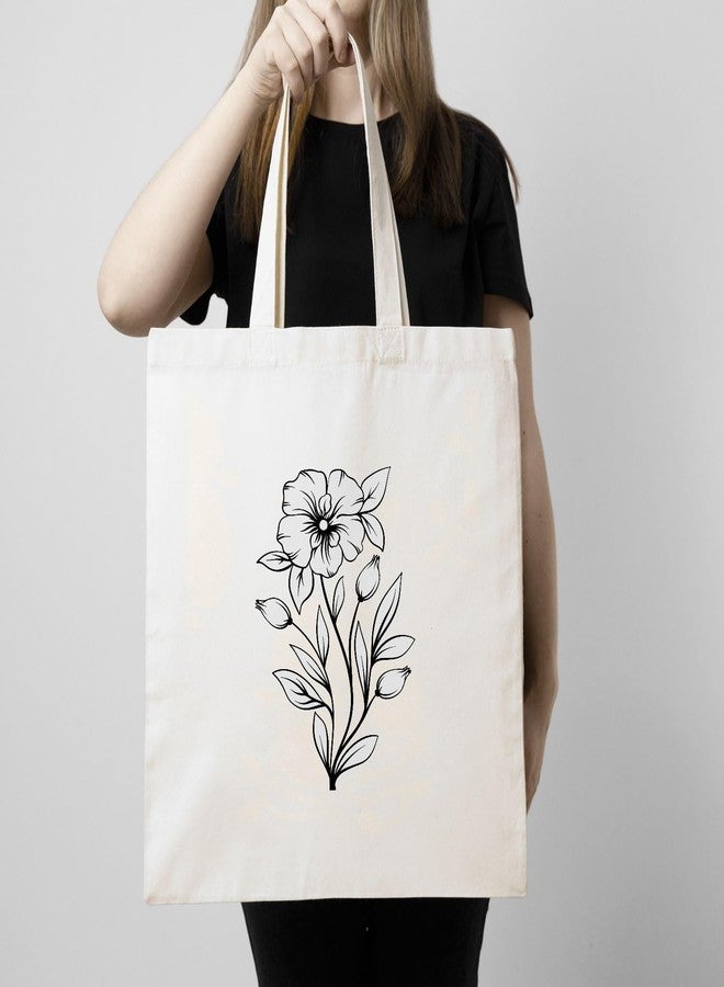 ARTBUG Tote Bag for Women with zip, Aesthetic Canvas tote bag for college girls, office, stylish and reusable - Flowers - D No - 185 - Image 3