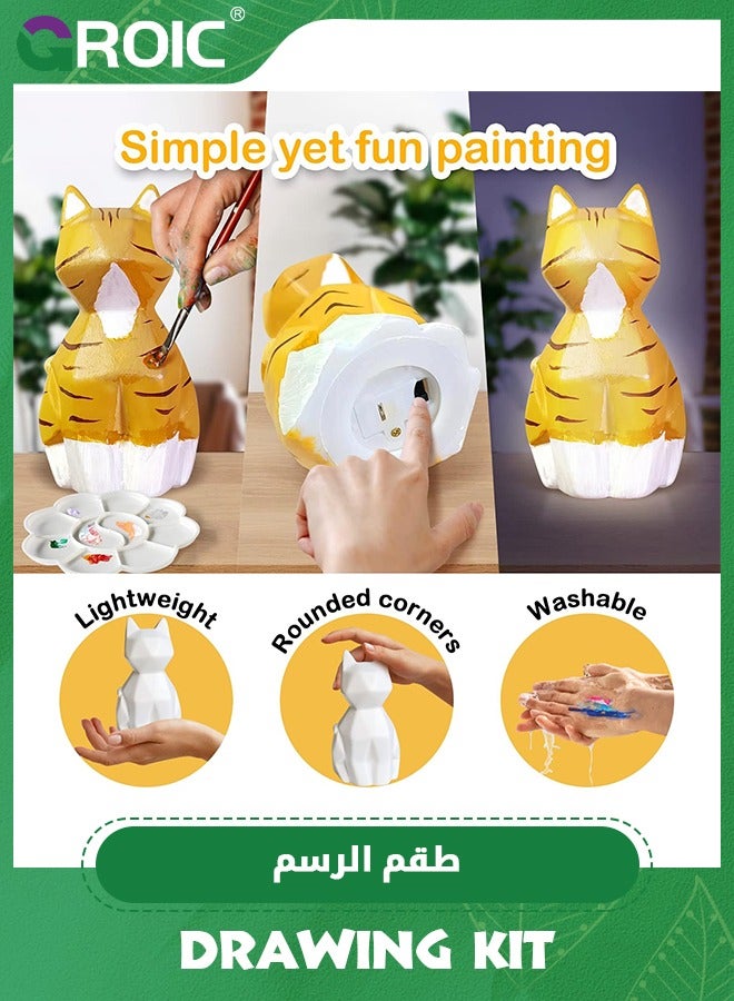 GROIC Paint Your Own Cat Lamp Art Kit, Night Light,Crafts for Teens Girls Boys, Arts & Crafts Kit, Painting Kit for Kids, Room Decoration,IY Geometric Cat Art Craft Painting Kits,Art Supplies Creative Gifts - Image 2