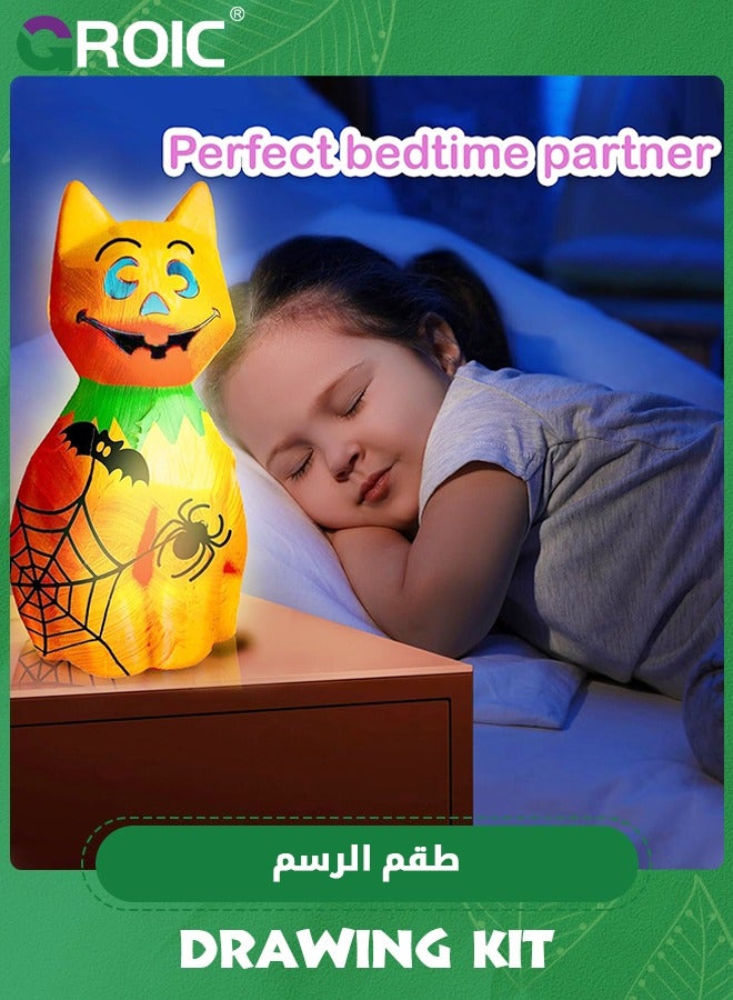 GROIC Paint Your Own Cat Lamp Art Kit, Night Light,Crafts for Teens Girls Boys, Arts & Crafts Kit, Painting Kit for Kids, Room Decoration,IY Geometric Cat Art Craft Painting Kits,Art Supplies Creative Gifts - Image 4