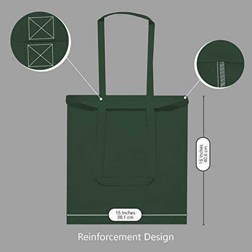 TOPDesign 6-Pack Economical 16"x15" Green Black Cotton Tote Bag, Lightweight Medium Reusable Grocery Shopping Cloth Bags, Suitable for DIY, Advertising, Promotion, Gift, Activity - Image 5